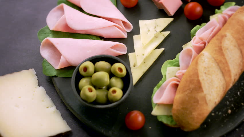 Ham slices and sandwich