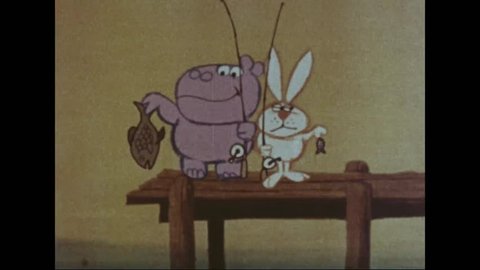 CIRCA 1970s - In this animated film, errant fireworks at an Independence Day celebration kill a hippo and injure a rabbit in a marching band.