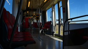 Internal View of the Electric Light Metro Rail in Cagliari Sardinia Video 4K