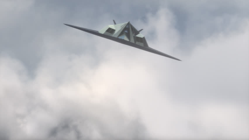 Military F-117 Nighthawk Stealth Attack Aircraft Flying In The Sky. High Quality animation in ProRes 4444 codec, 25 FPS.
