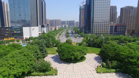 Xi'an, China,16 May 2017,AERIAL shot of cityscape and city skyline at ,Xi'an,China.