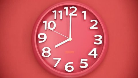Time lapse of clock hanging on red wall