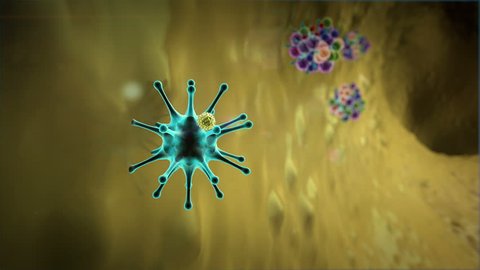 macrophage and virus, macrophage kills the viruses, 3d rendered  macrophage and virus, inside human body, Medical video background, viruses in the human bodyの動画素材