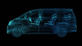 Minivan. Wireframe triangle formation of 3d Model minivan. Rotating 360 Degree. - Powered by Shutterstock - Get 15% off with code: PIKWIZARD15