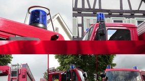 Fire truck with blue light,
5 clips in one footage
