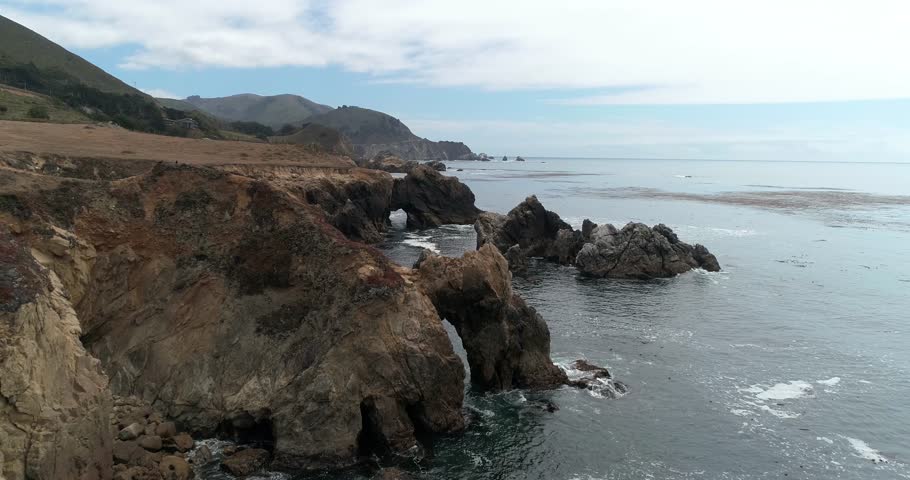 Aerial View of Big Sur Coast High Way 1 near Monterrey California