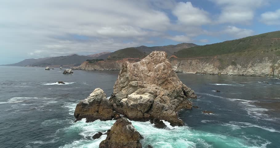 Aerial View of Big Sur Coast High Way 1 near Monterrey California