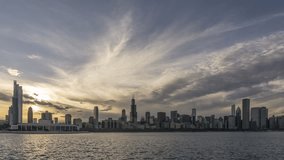 Time Lapse of the Chicago Skyline at Sunset