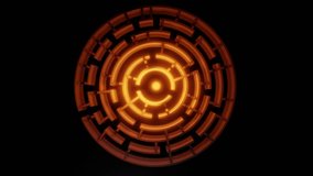 3D circular maze with a bright red flash on a dark background. Business concept. 3D illustration video