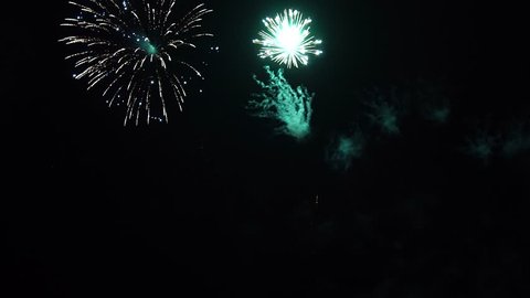 Fireworks in the night sky.