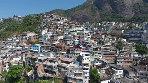 Aerial view of the houses of a favela in Rio de Janeiro, Brazil