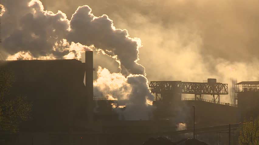 steel factory polluting air and contribute to global warming Royalty-Free Stock Footage #1027383707