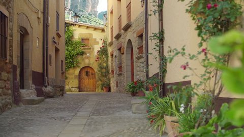 Travelling from a quiet street of a village. Agüero. Huesca