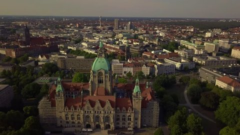 Flight around the Ratahthaus in Hannover Lower Saxony in June 2018