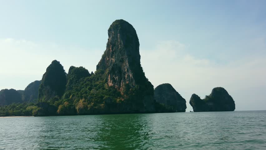 Stone Mountain  located at the beautiful sea. Summer beach clean water for relaxation. Of beach sand  Krabi, Thailand
