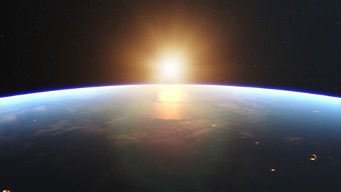 4K Beautiful Sunrise over Earth. Realistic earth with night lights from space. High quality 3d animation. Elements of this image furnished by NASA.
