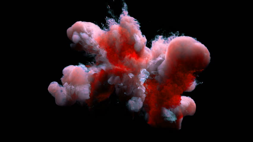 Pink Orange Color Burst - colorful smoke powder explosion fluid ink particles slow motion alpha matte isolated on black | Shutterstock HD Video #1027414199