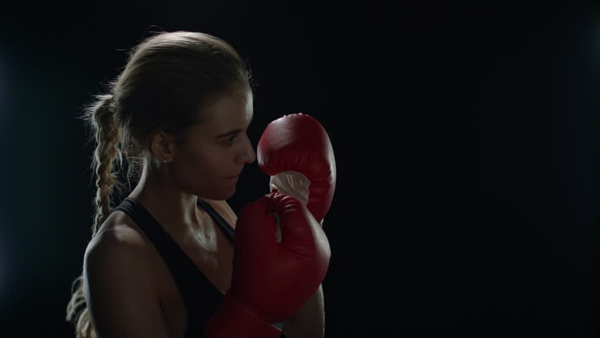 Woman Boxer Kicking Air In Stock Footage Video 100 Royalty Free