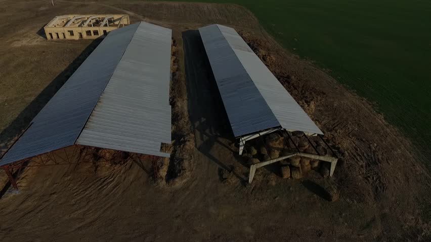 Large hangar in the field