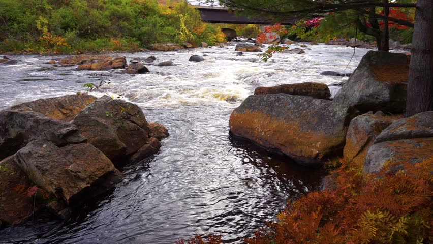 Waterfall in autumn in Adirondack State Park in upstate New York.