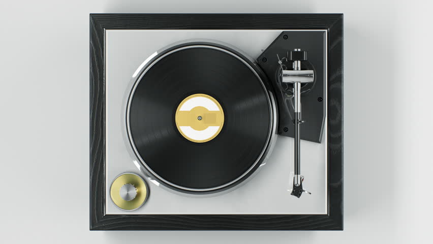 Beautiful Abstract Vintage Vinyl Record Player with Turning Disk and Moving Stylus and Needle Top View on White Background Seamless. Looped 3d Animation DJ Turntable Plate. 4k Ultra HD 3840x2160. Royalty-Free Stock Footage #1027454270