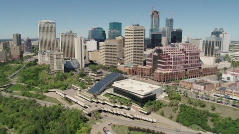 Aerial - Drone Edmonton City Downtown Blue Sky Reveal Scenic 3