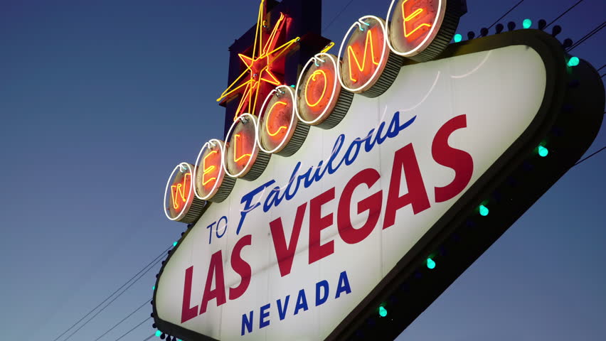 Welcome to Fabulous Las Vegas Nevada Neon Sign with blue night sky. 
