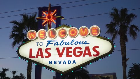 Welcome to Fabulous Las Vegas Nevada Neon Sign with blue night sky. 