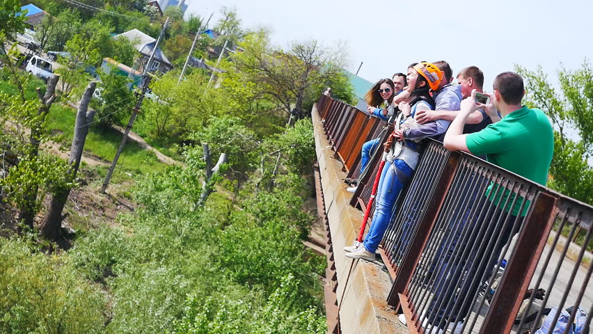 jumping off a Pashkovsky bridge (30 m) on the outskirts of Krasnodar during the ropejumpers club