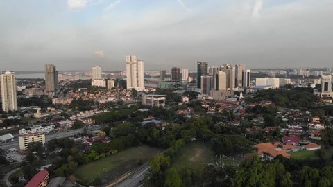 Malaysia,Johor - April 10 2019 : Johor Bahru City, Ariel Panorama view