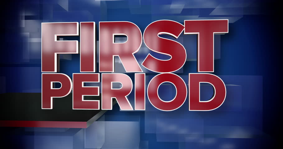 A red and blue dynamic 3D First Period sports highlights title page background animation.	 	