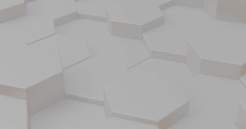 Abstract Hexagon Geometric Grid Loop Animation: bright minimal low contrast hexagonal grid pattern, random waving motion background. Seamless loop 4K UHD FullHD.