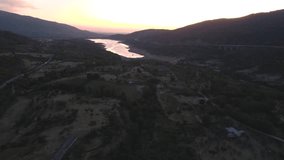 Spain. Aerial view in Baños de Montemayor. Caceres. Extremadura. 4k Drone Video