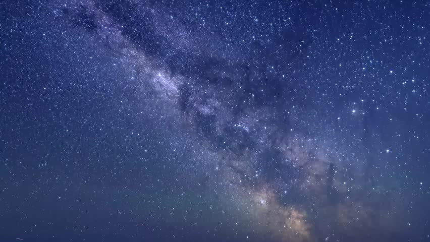 Starry night clear blue sky, milky way time lapse in beautiful weather, relaxing season in summer day. Very wonderful day. | Shutterstock HD Video #1027496945