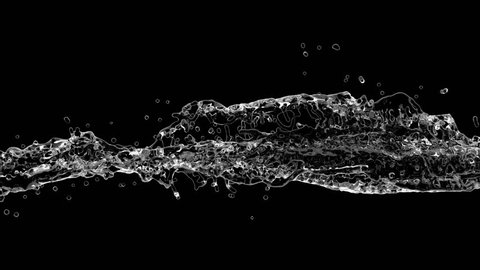 4k vortex water flow with a splashes isolated on a black background with alpha matte