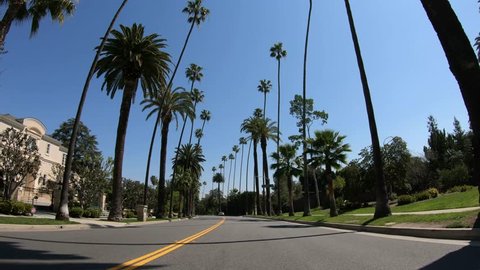 Beverly Hills POV drive - LOS ANGELES. UNITED STATES OF AMERICA - MARCH 18, 2019