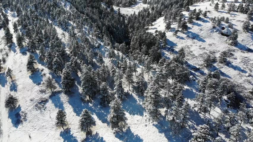 Breathtaking landscape of Colorado, Aerial reveal of Winter Flatirons