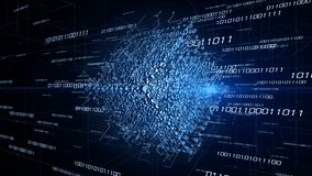 4K cube in the Computing Core with Interchanging Information Streams.The Matrix style binary code,Block chain network,Distributed register technology,Various Clusters of Connections Loading. - Powered by Shutterstock - Get 15% off with code: PIKWIZARD15