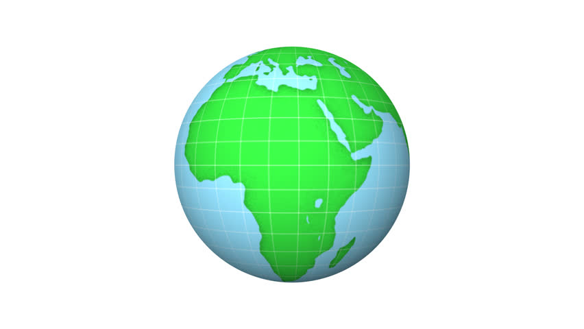 Loop earth animation.Cartoon animation of world rotating with grid line. Include alpha channel.World animation is looped.green globe on white background.4K video

