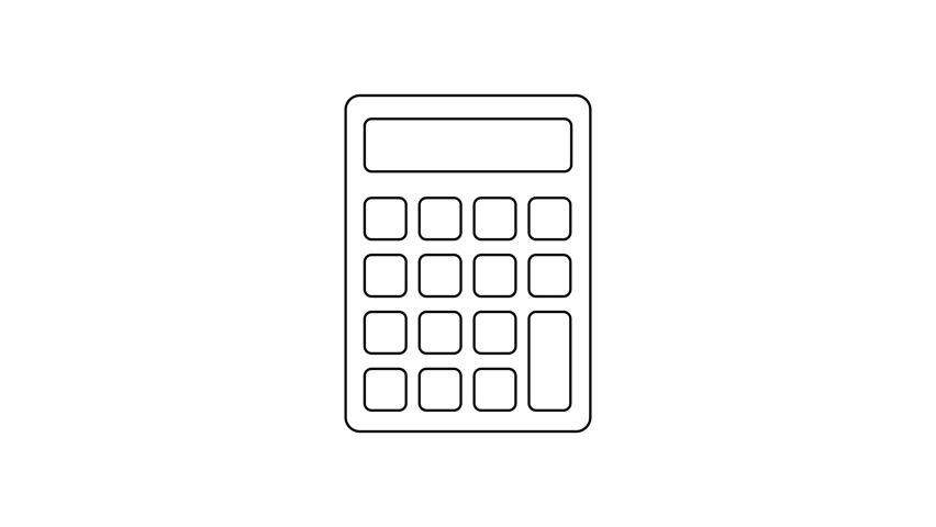 Grey Calculator Line Icon On White Background Accounting Symbol
