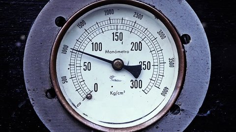 Buenos Aires, Argentina - January 2019: Old Pressure Gauge. Close Up.