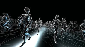 Geometric laser women figures on a lowpoly landscape. Seamless metal retro futuristic animation. - Powered by Shutterstock - Get 15% off with code: PIKWIZARD15