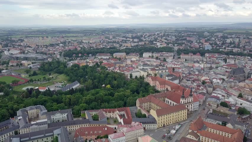 Aerial panorama of Olomouc city in Moravia region of Czech Republic