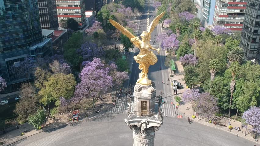The Angel of Independence in Mexico City Aerial