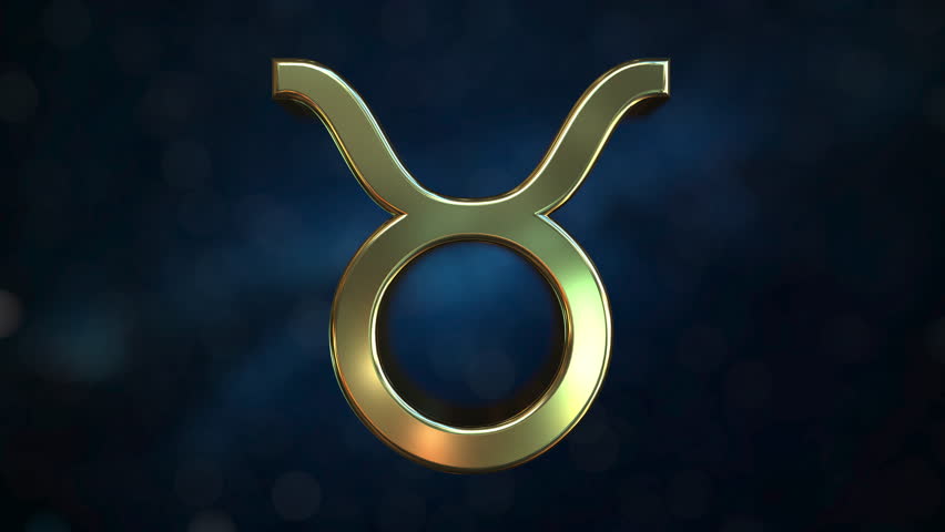 Rotating gold Taurus Zodiac sign, loopable 3D animation