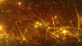 Elegant glitter golden particles is a spectacular motion graphics background. It features golden particles in motion, use this for awards, evenings and shows, metaphysical scenes for TV and movies.