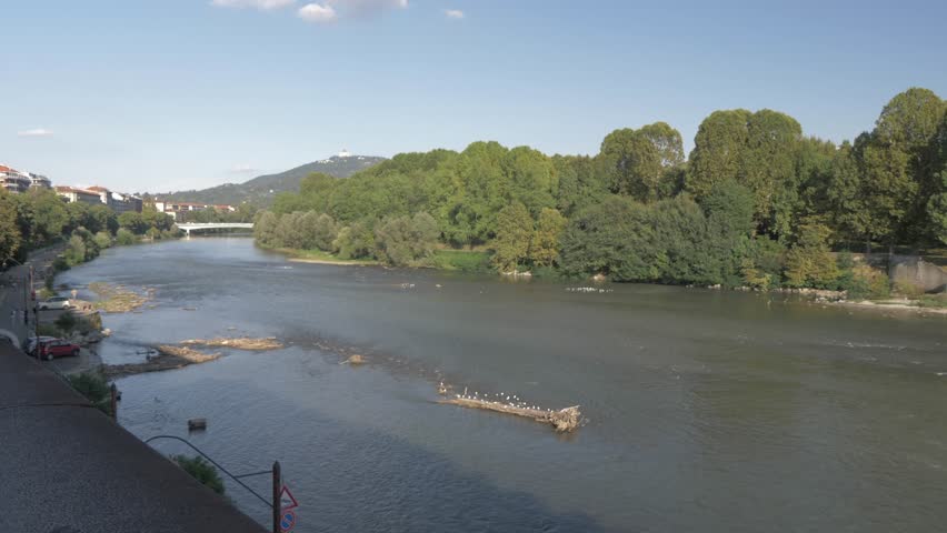 River Po by Gran Madre Di Dio church and Santa Maria del Monte dei Cappuccini in Turin, Italy, Europe
