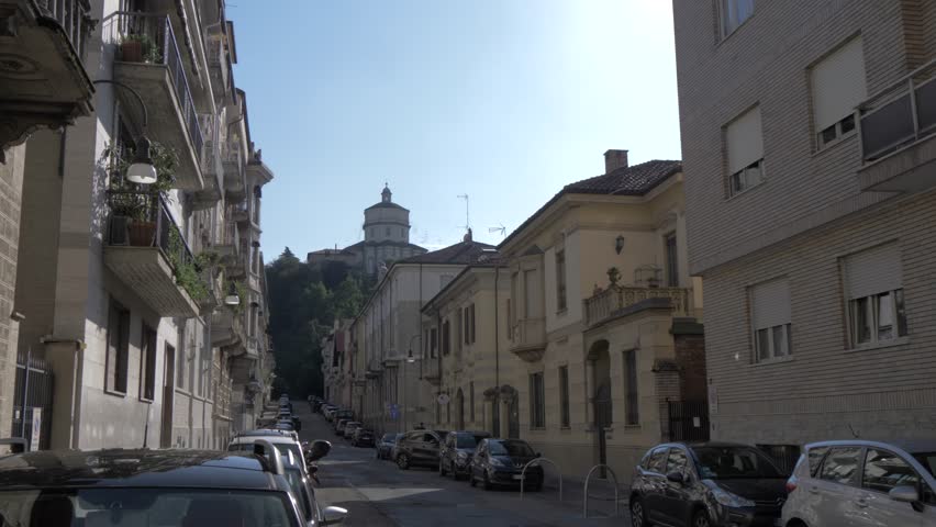 Street by Santa Maria del Monte dei Cappuccini in Turin, Italy, Europe