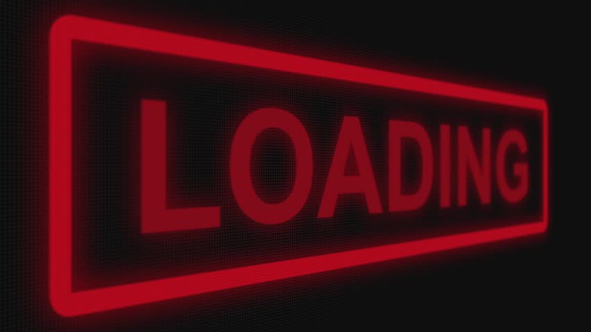 Close up shot pixel screen of "Loading" text. Different points of view. Red color of text | Shutterstock HD Video #1027631696