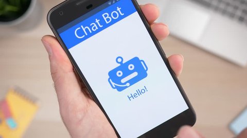 Chatbot app on a smartphone being used to answer a user question.